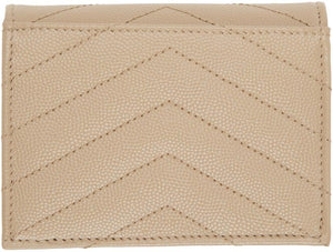 Saint Laurent Beige Monogramme Flap Card Holder