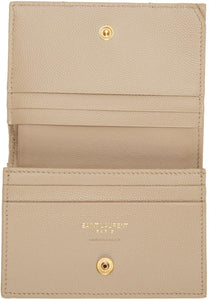 Saint Laurent Beige Monogramme Flap Card Holder