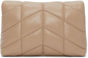Saint Laurent Beige Quilted Small Puffer Pouch