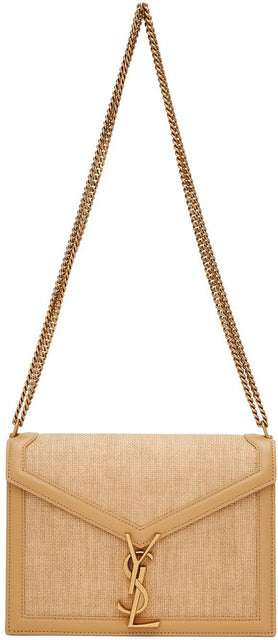 Saint Laurent Beige Raffia Medium Cassandra Bag - Sac Laurent Beige Raffia Medium Cassandra Sac - 세인트 로랑 베이지 라피아 중형 카산드라 백