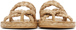 Saint Laurent Beige Raffia Multi-Strap Sandals