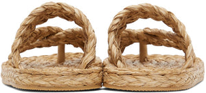 Saint Laurent Beige Raffia Multi-Strap Sandals