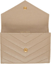 Saint Laurent Beige Small Envelope Monogramme Wallet