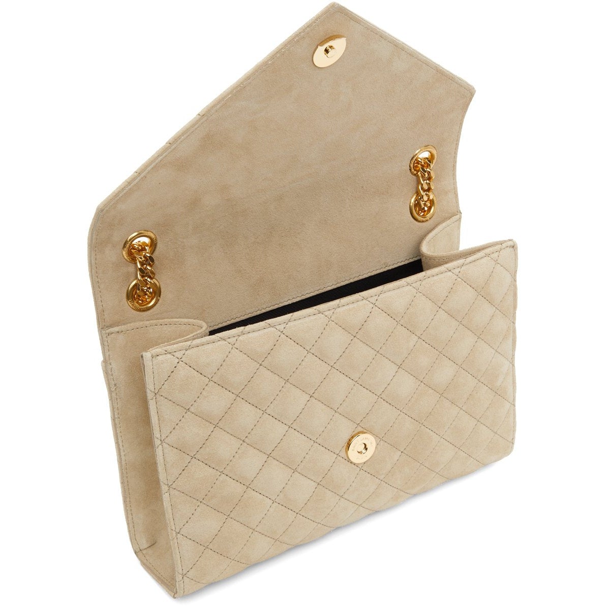 SAINT LAURENT Beige Quilted Large Envelope Bag — MOSS Designer Consignment