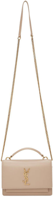 Saint Laurent Beige Sunset Chain Wallet Bag - Sac à portefeuille Saint Laurent Beige Sunset Chaîne Sunset - 세인트 라인 베이지 일몰 체인 지갑 가방