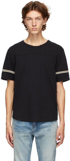 Saint Laurent Black 50's Signature Destroyed T-Shirt - Saint Laurent Noir Signature T-shirt détruit - Saint Laurent Black 50의 서명 파괴 티셔츠