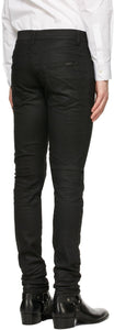 Saint Laurent Black Coated Skinny-Fit Jeans