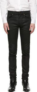 Saint Laurent Black Coated Skinny-Fit Jeans - Jean skinny-fit recouvert de Saint Laurent - 세인트 로트 블랙 코팅 스키니 피트 청바지