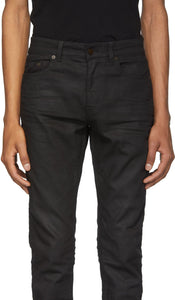 Saint Laurent Black Coated Skinny Jeans