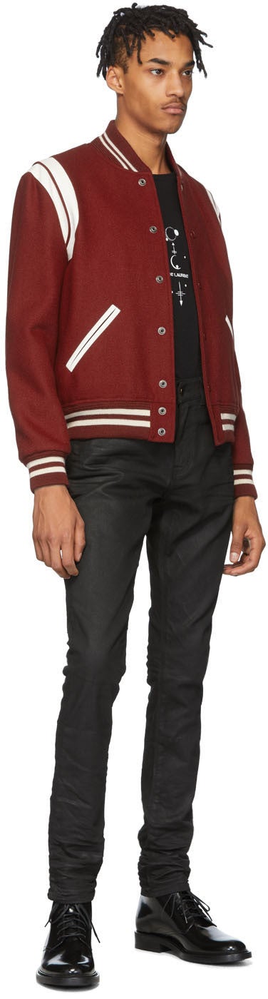 Saint Laurent Black Coated Skinny Jeans