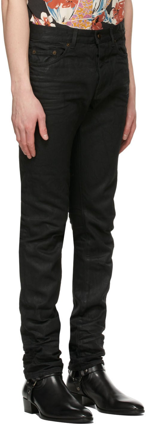 Saint Laurent Black Coated Slim-Fit Jeans – BlackSkinny