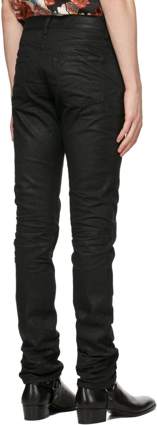 Saint Laurent Black Coated Slim-Fit Jeans – BlackSkinny