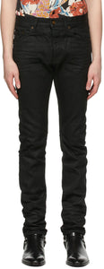 Saint Laurent Black Coated Slim-Fit Jeans - Jean Saint Laurent Noir Slim-Fit - 세인트 로렌트 블랙 코팅 슬림 피트 청바지