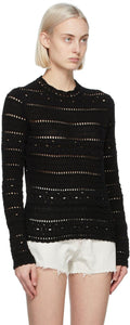 Saint Laurent Black Cotton Crochet Sweater