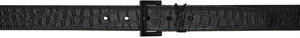 Saint Laurent Black Croc Monogram Belt - Ceinture de monogramme Croc noir Saint Laurent - 세인트 로랑 검은 악어 모노그램 벨트