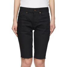 Saint Laurent Black Denim Frayed Bermuda Shorts