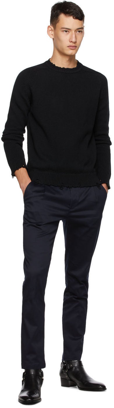 Saint Laurent Black Distressed Sweater