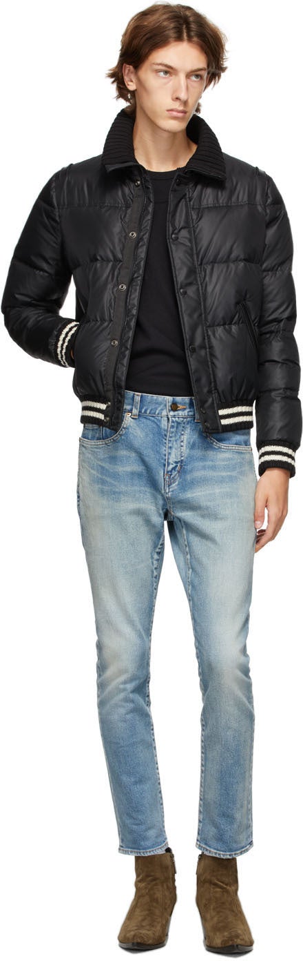 Saint Laurent Black Down Official Galon Jacket