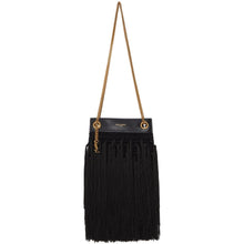 Saint Laurent Black Fringed Small Grace Bag - Sac laurent noir frangé petit sac de grâce - 세인트 로트 블랙 Fringed 작은 그레이스 가방