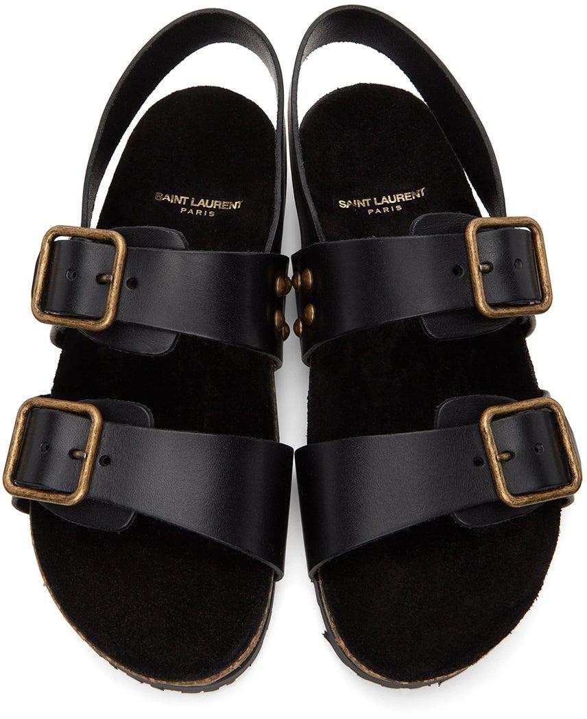Saint Laurent Black Jam Flat Sandals