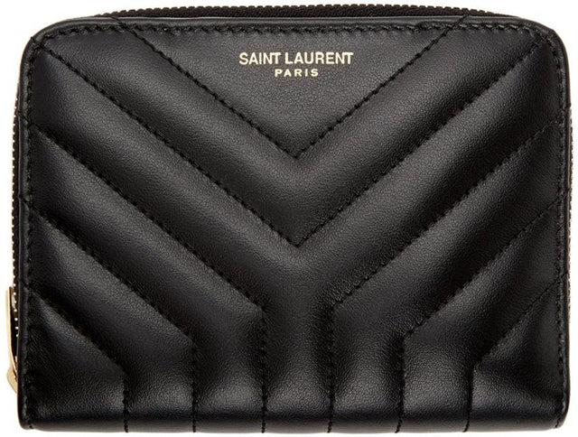 Saint Laurent Black Joan Compact Zip-Around Wallet - Portefeuille de Saint Laurent Black Joan Compact Compact Compact - Saint Laurent Black Joan 컴팩트 지퍼 주위 지갑