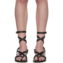 Saint Laurent Black Liya Cross Strap Sandals