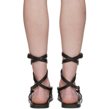 Saint Laurent Black Liya Cross Strap Sandals