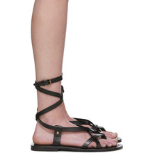 Saint Laurent Black Liya Cross Strap Sandals