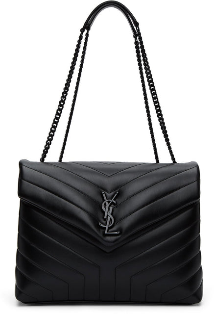 Saint Laurent Black Medium MatelassÃ© Loulou Shoulder Bag - Saint Laurent Noir Moyen MatéLassÃ © Loulou Sac à bandoulière - 세인트 로렌트 블랙 중간 MateLassÃ © Loulou 숄더 백