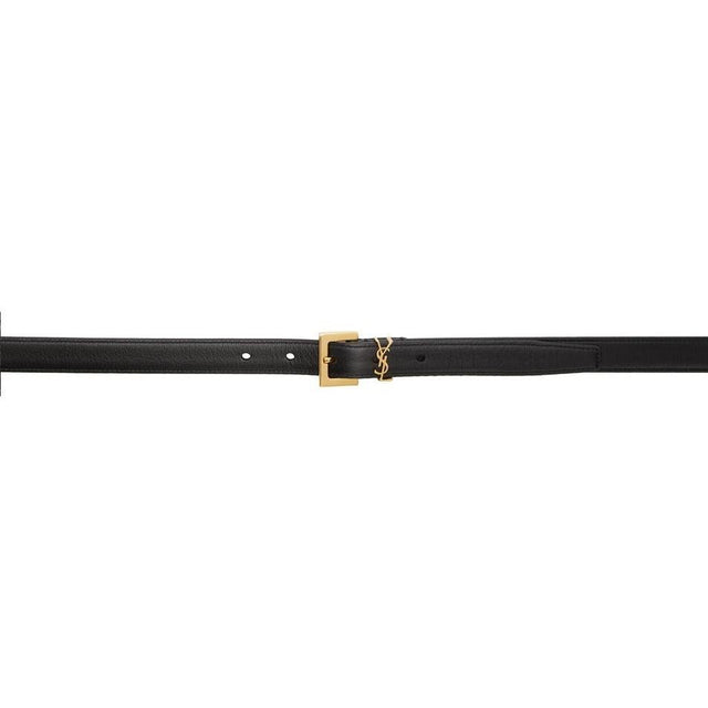Saint Laurent Black Monogramme Narrow Belt