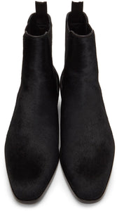 Saint Laurent Black Pony Wyatt Chelsea Boots