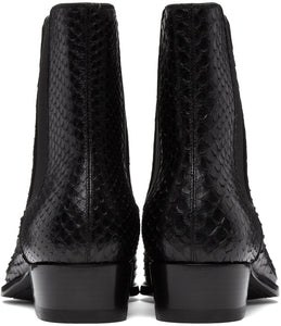 Saint Laurent Black Python Wyatt Chelsea Boots