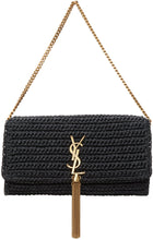 Saint Laurent Black Raffia Kate 99 Tassel Bag