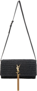 Saint Laurent Black Raffia Kate 99 Tassel Bag - Sac Saint Laurent Noir Raffia Kate 99 Sac Tassel - Saint Laurent Black Raffia Kate 99 술 백