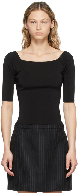 Saint Laurent Black Scoop Body T-Shirt - T-shirt Saint Laurent Noir Scoop T-shirt - 세인트 라이 렌트 블랙 스쿠프 바디 티셔츠