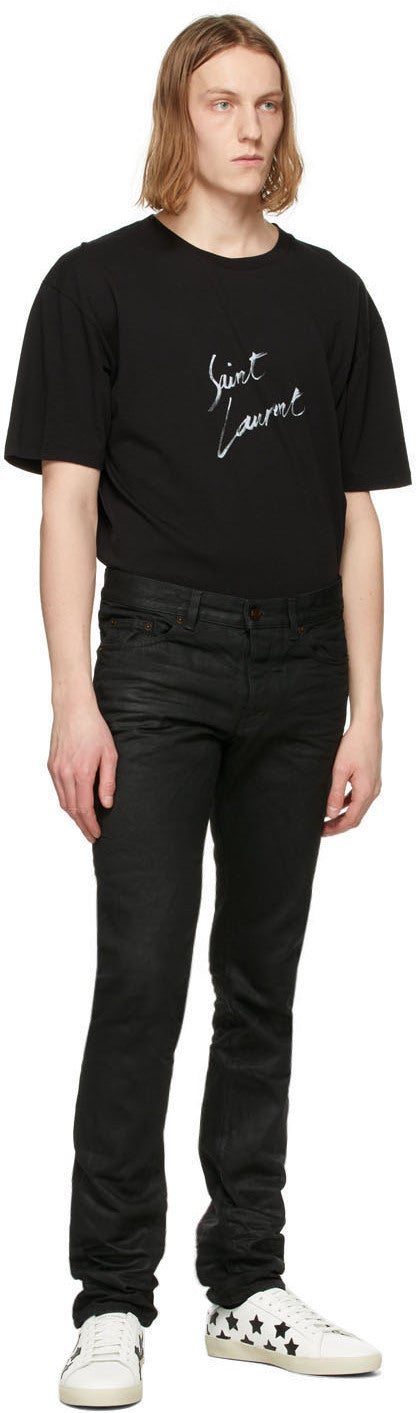 Saint Laurent Black Signature Logo T-Shirt