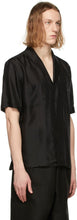 Saint Laurent Black Silk Voile Striated Short Sleeve Shirt