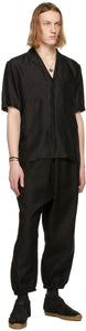 Saint Laurent Black Silk Voile Striated Short Sleeve Shirt