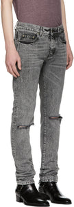 Saint Laurent Black Slit Knee Jeans