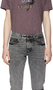 Saint Laurent Black Slit Knee Jeans