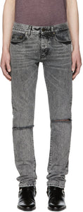 Saint Laurent Black Slit Knee Jeans - Saint Laurent Black Slit Jeune - 세인트 라이 렌트 블랙 슬릿 무릎 청바지