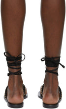 Saint Laurent Black Studded Wraparound Gia Flat Sandals