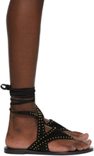 Saint Laurent Black Studded Wraparound Gia Flat Sandals - Saint-Laurent Noir Sandales plates GIA GIA - Saint Laurent Black 샌들 랩 어라운드 Gia Flat Sandals.