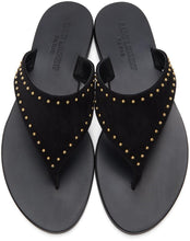 Saint Laurent Black Suede Gia Flat Sandals