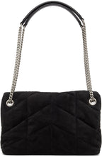 Saint Laurent Black Suede Small Loulou Puffer Bag