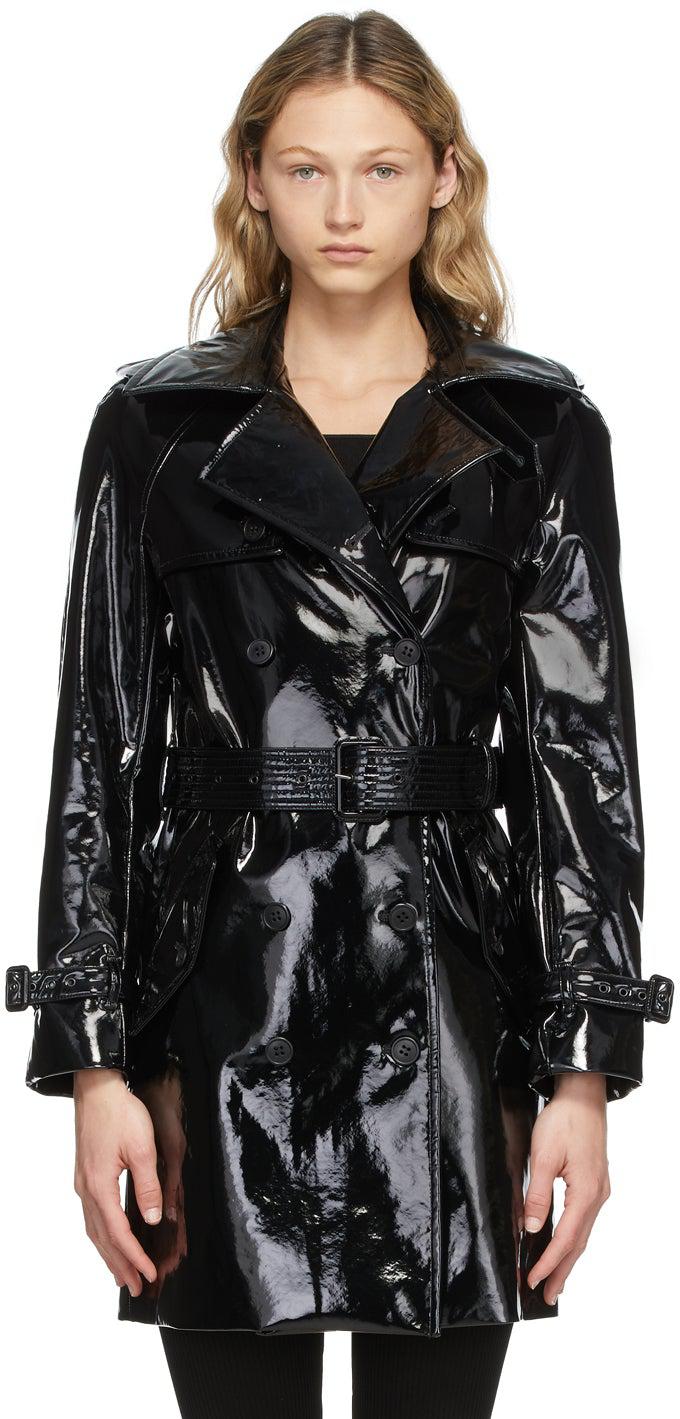 Saint Laurent Black Vinyl Trench Coat BlackSkinny