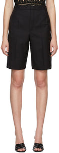 Saint Laurent Black Wool Bermuda Shorts - Saint Laurent Bermuda de laine noire - 세인트 로트 블랙 양모 버뮤다 반바지