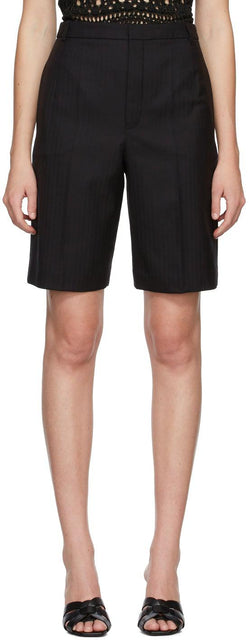 Saint Laurent Black Wool Bermuda Shorts - Saint Laurent Bermuda de laine noire - 세인트 로트 블랙 양모 버뮤다 반바지