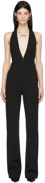 Saint Laurent Black Wool Halter Jumpsuit - Combinaison de licol de laine noire Saint Laurent - 세인트 로랑 블랙 울 홀터 jumpsuit.
