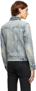 Saint Laurent Blue Denim 70's Trashed Jacket